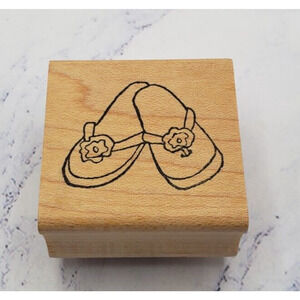 Summer Flower Flip Flop Sandals Lockhart Wood Mounted Rubber Stamp